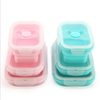 Eco-friendly Collapsible Silicone Folding Bento Lunch Box with Plastic Lid