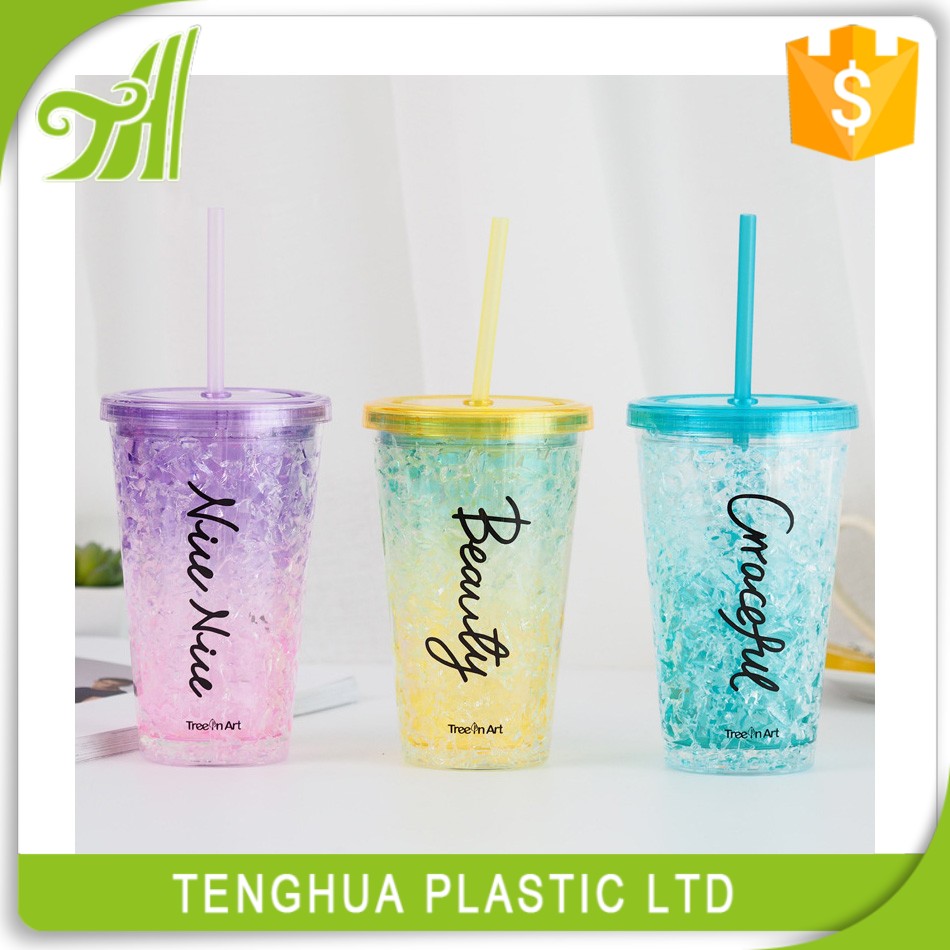 Double Wall Plastic Ice Cup Water Bottle