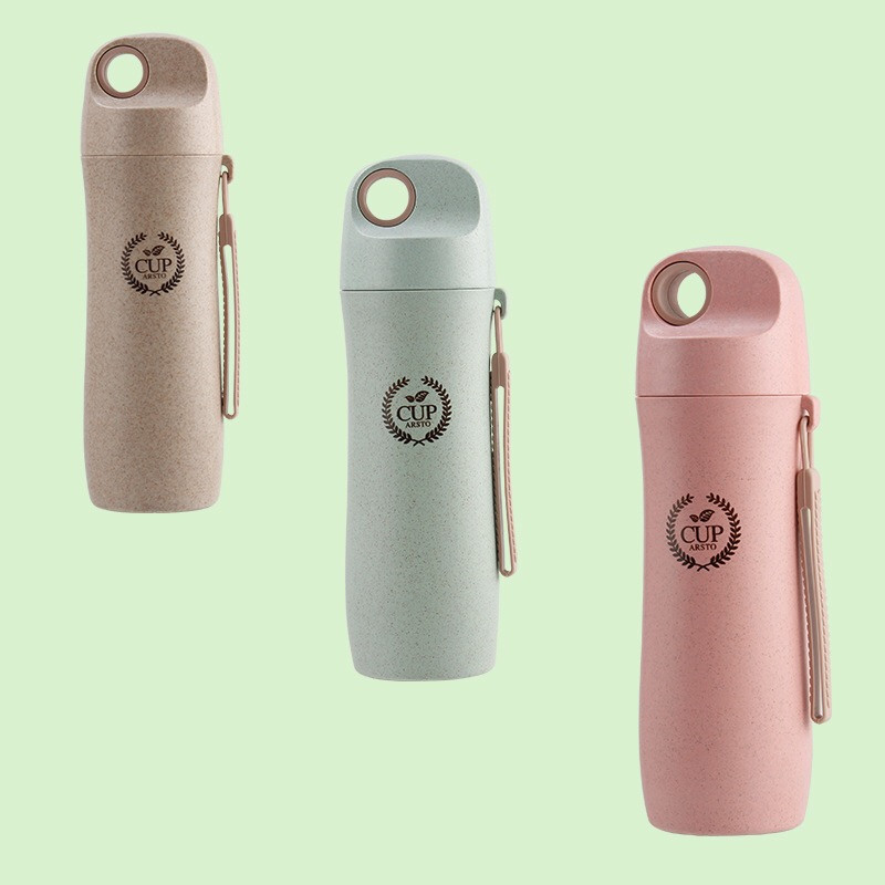 Superior Quality Durable Hot Sales Double -layer Portable Eco Water Bottle Wheat Sport Water lastic Bottle /Children Water 
