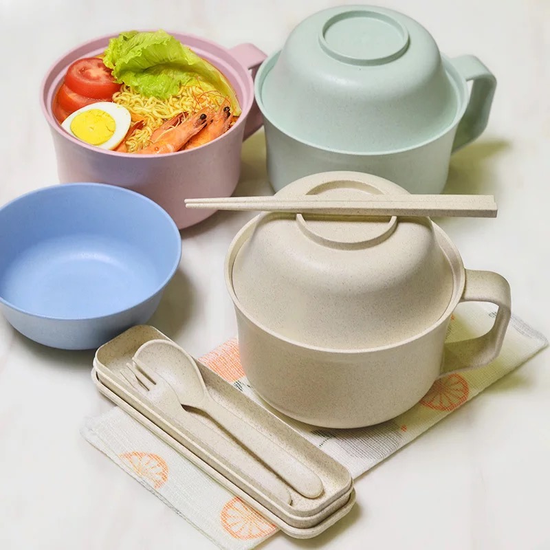 100% Food Grade Wheat Straw Plastic Noodle Large Custom Bowl