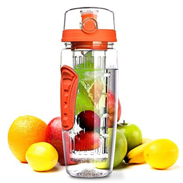 TENGHUA 32OZ High Quality Tritan Water Infuser Bottle, BPA FREE Infuser Water Bottle, Fruit Infuer Water Bottle with cool gear