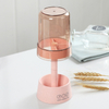 Clear Cover Pink Plastic Toothbrush Holder With bamboo Toothbrush Toothpaste