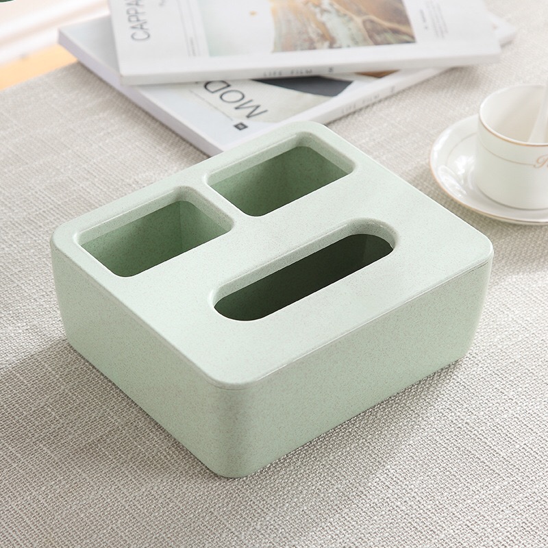 Home Wheat Straw Plastic Car Tissue Box Holder