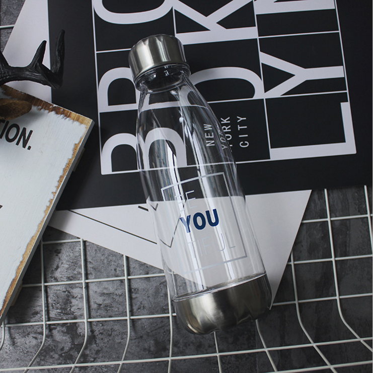 BPA Free Plastic Shaker Water Bottle Soda Can Stainless Steel Lid Drinking Bottle