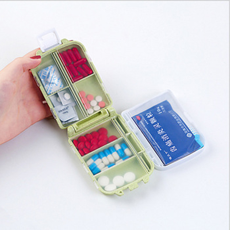 New Eco-Friendly BPA Free Wheat Fiber Pill Organizer Box Monthly Pill Box Plastic