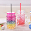 Double Wall Freezer Mason Jar, Freezable Gel Shot Glasses, Ice Cup with Straw