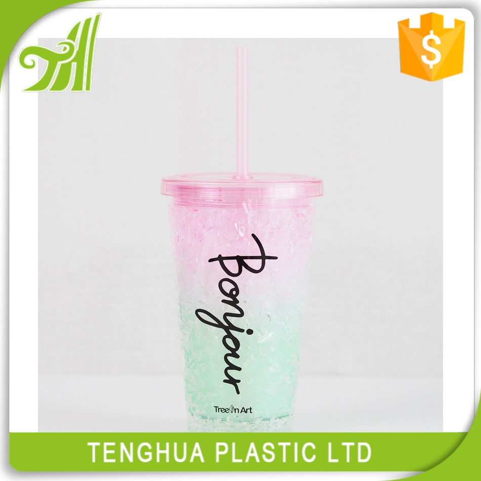 Double Wall Plastic Ice Cup Water Bottle