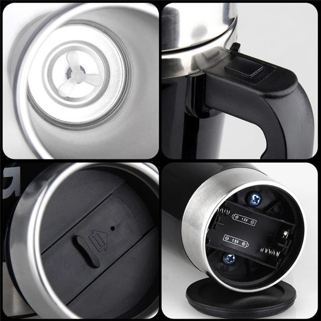 Double Insulated Self Stirring Mug Electric Lazy Automatic Mixing Stainless Steel Travel Coffee Mug