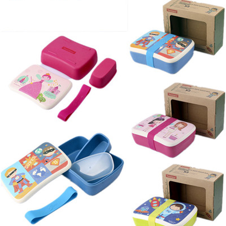 Factory Supply Biodegradable Bamboo Fiber Kids Lunch Box With Sauce Container