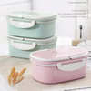 1000ml Degradable Food Storage Container Set wheat straw Lunch Box with Lock And Handle 