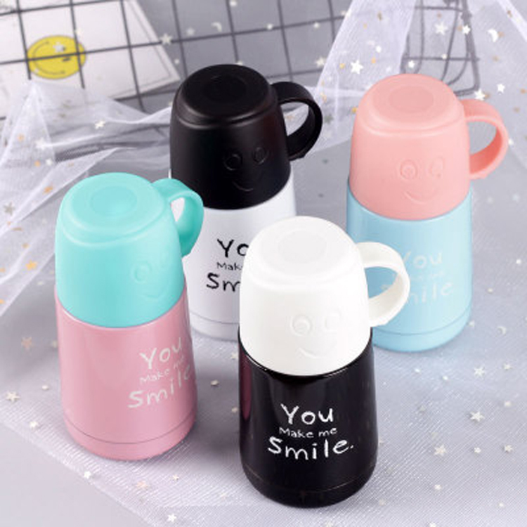 Creative Smiley Face Mug Stainless Steel Water Bottle with Lid