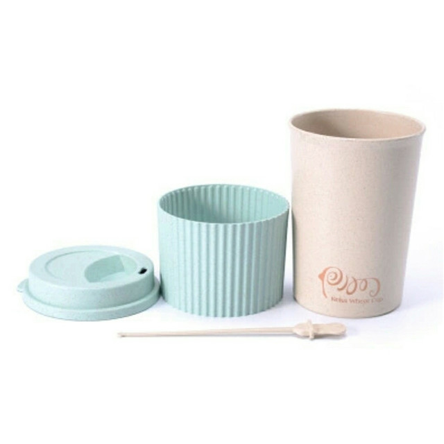 Nature Custom Color 350 ML Wheat Straw Cup, Plastic Cup With Straw