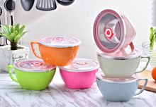 Stainless Steel Bowl with Lid with Handle Insulation