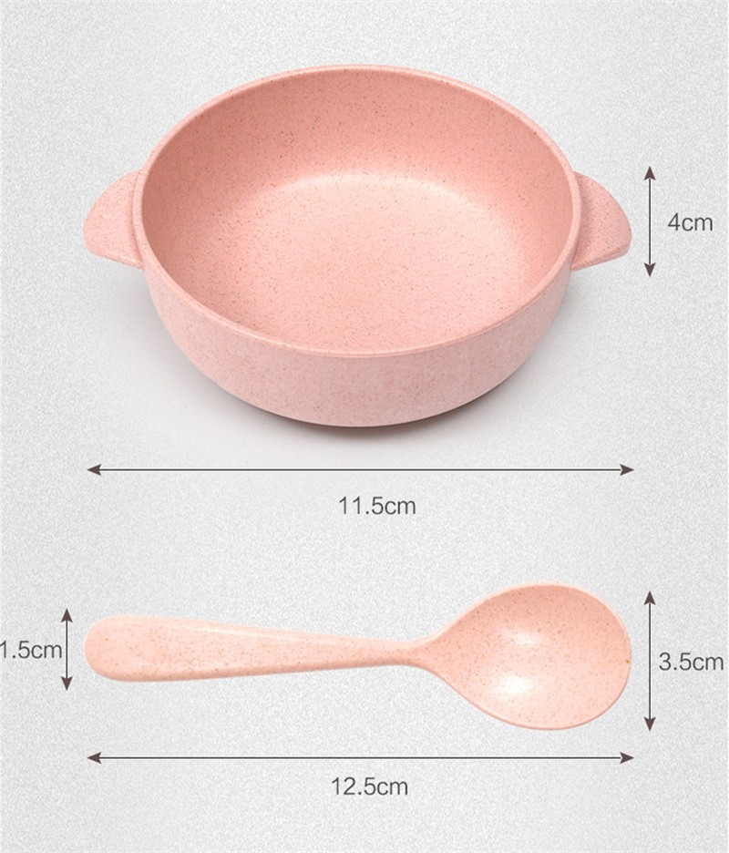 Hot Selling Kids Bowl And Spoon Set Biodegradable Rice Husk for Promotion Gift 