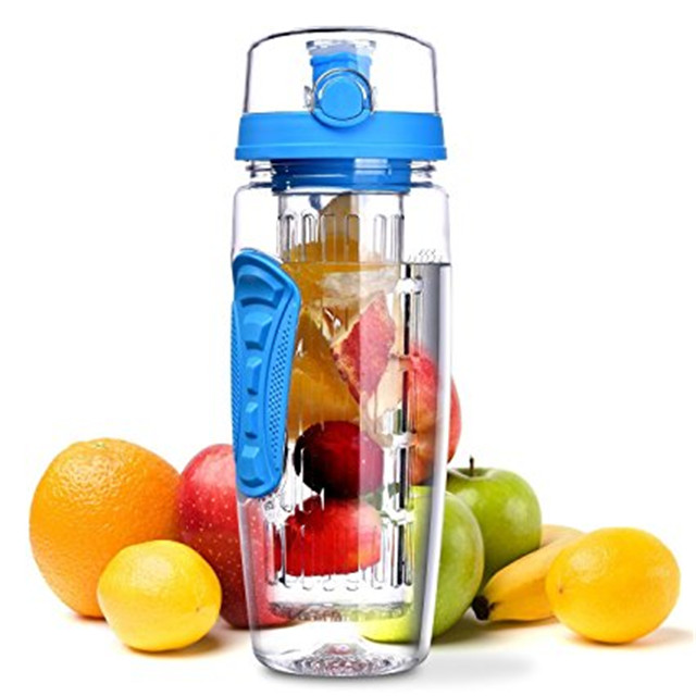 TENGHUA 32OZ High Quality Tritan Water Infuser Bottle, BPA FREE Infuser Water Bottle, Fruit Infuer Water Bottle with cool gear