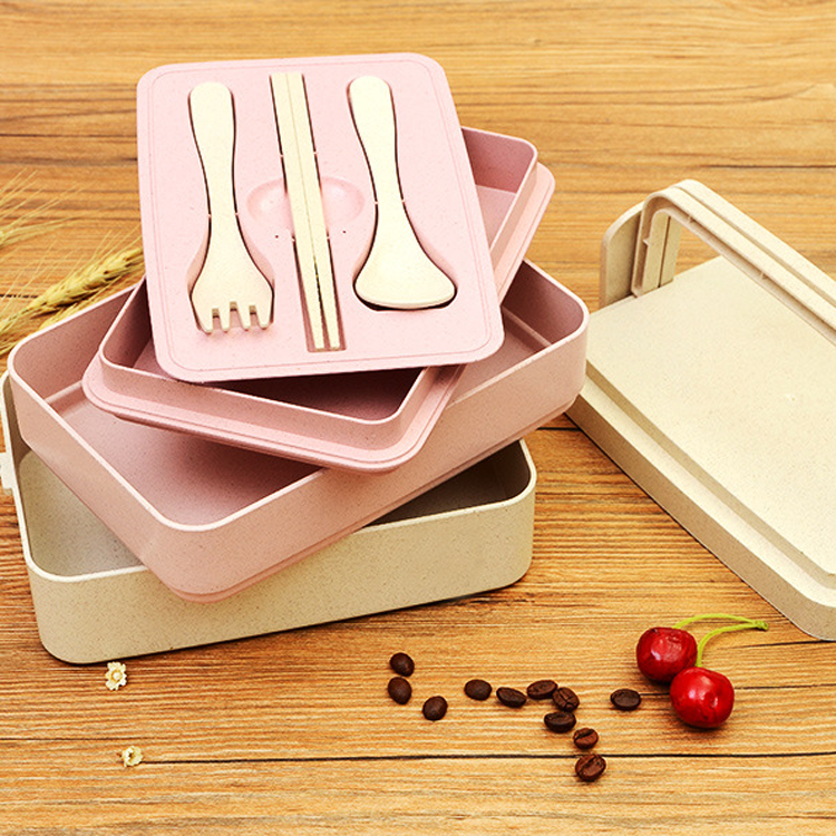 Three Layers Wheat Straw Material Biodegradable Lunch Box Supplier