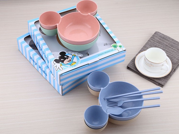 Cartoon Character EcoTableware Set Biodegradable Wheat Straw Tableware
