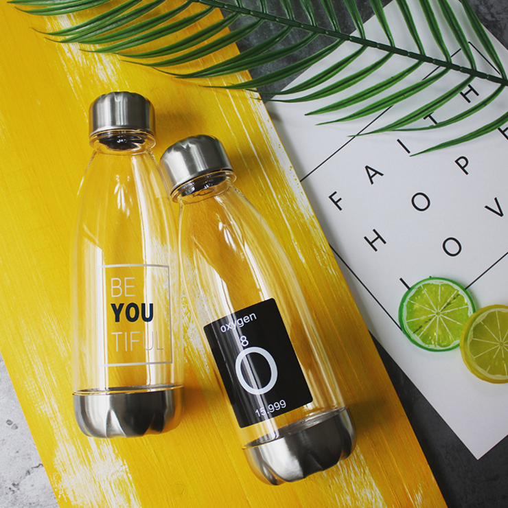 BPA Free Plastic Shaker Water Bottle Soda Can Stainless Steel Lid Drinking Bottle