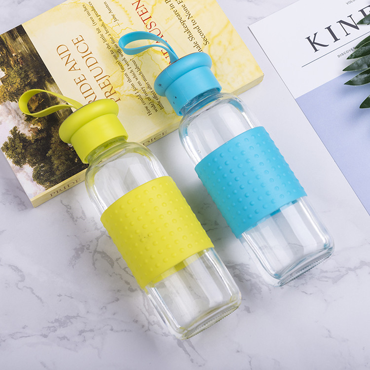 380ML High Quality OEM Good Price Silicone Sleeve Glass Water Bottle