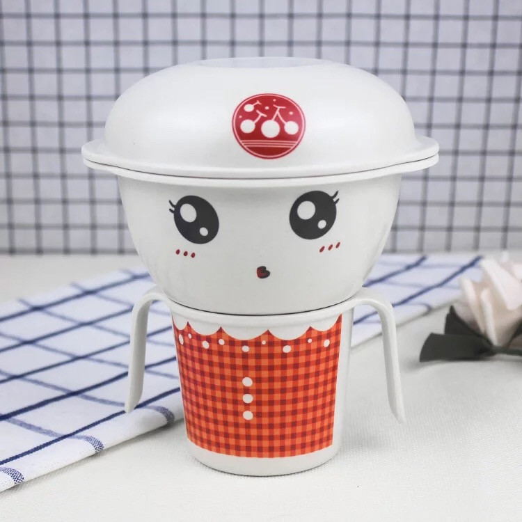 Cartoon Shape Lunch Box For Kids Bamboo Dinnerware Set