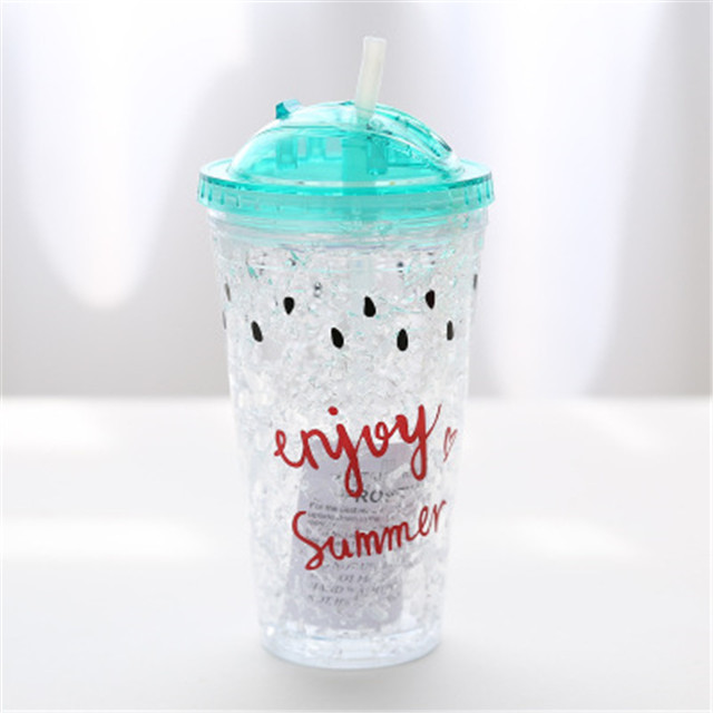 Double Wall Plastic Frosted Beer Mug Ice Cup, coffee or Juice Mug with Lid