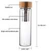Wholesale 500ml Custom Glass Water Bottle, Double Wall Glass Bottle with Bamboo Cap