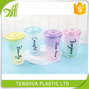 Double Wall Plastic Ice Cup Water Bottle