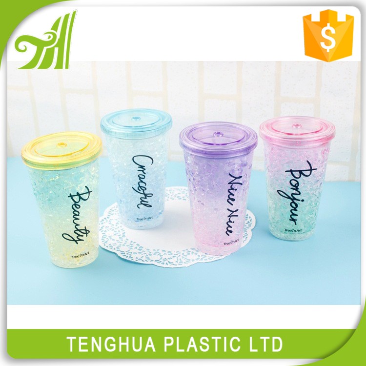 Double Wall Plastic Ice Cup Water Bottle