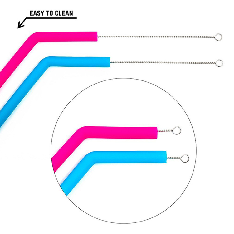 Eco-friendly Colorful Reusable Folding Silicone Drinking Straw