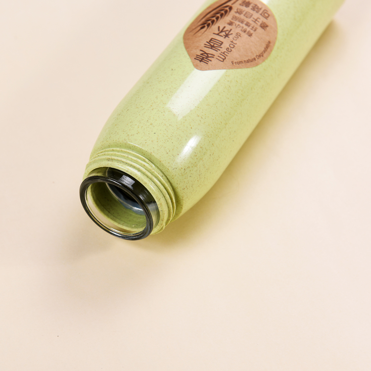 Factory Wholesale Wheat Straw Glass Double Wall Water Bottle With Phone Holder