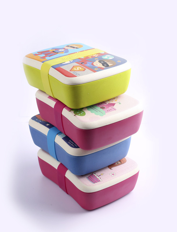 Factory Supply Biodegradable Bamboo Fiber Kids Lunch Box With Sauce Container