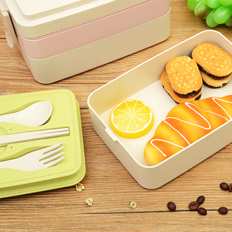 Three Layers Wheat Straw Material Biodegradable Lunch Box Supplier ...