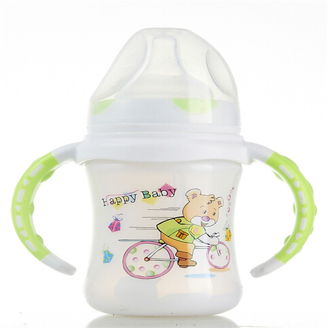Health Round Eco-Friendly Non-Toxic BPA Free Hands Free Baby Glass Baby Feeding Bottle