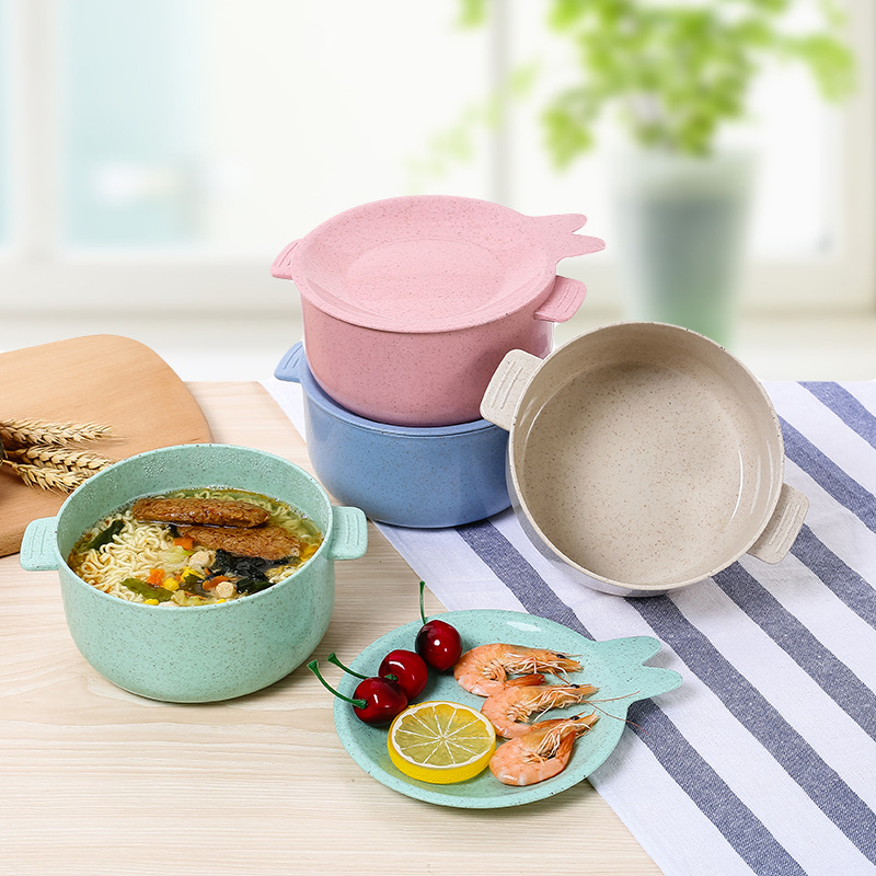 New 1000ml Biodegradable Noodle Soup Ceramic Bowl With Lid And Handle Made In China