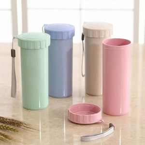 Portable Custom Logo Flip Straw Water Bottle, 300ML Water Bottle With Straw, Plastic Bottle With Straw