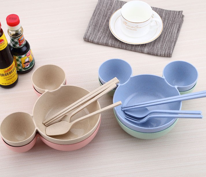 Cartoon Character EcoTableware Set Biodegradable Wheat Straw Tableware
