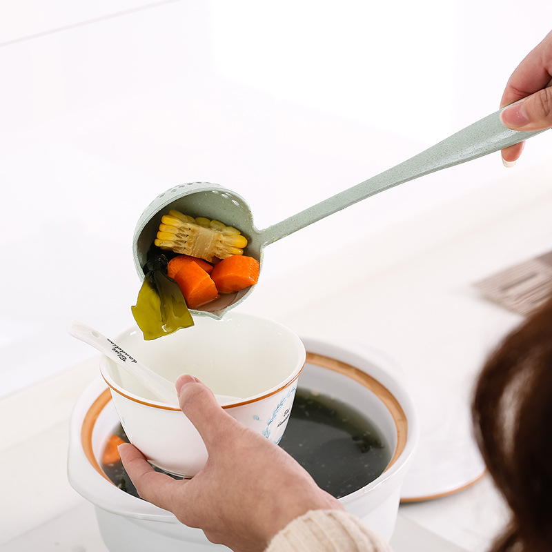 Eco-friendly 2 in 1 Wheat Straw Soup Ladle with Long Handle