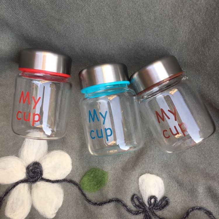 Free Sample High Borosilicate Glass Water Bottle, 150ML My Cup Glass Water Bottle