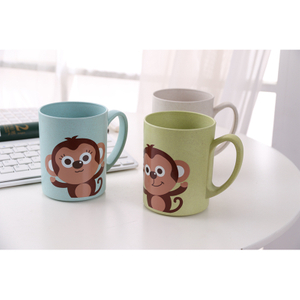 Animal Mini Wheat Straw Plastic Water Bottle Biodegradable Mug Eco Friendly Bottle for Water Coffee 