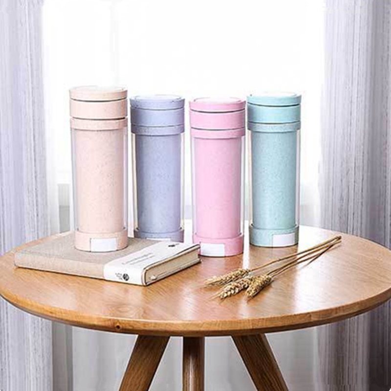 Eco-friendly Wheat Straw Portable Water Bottle With Mobile Phone Holder