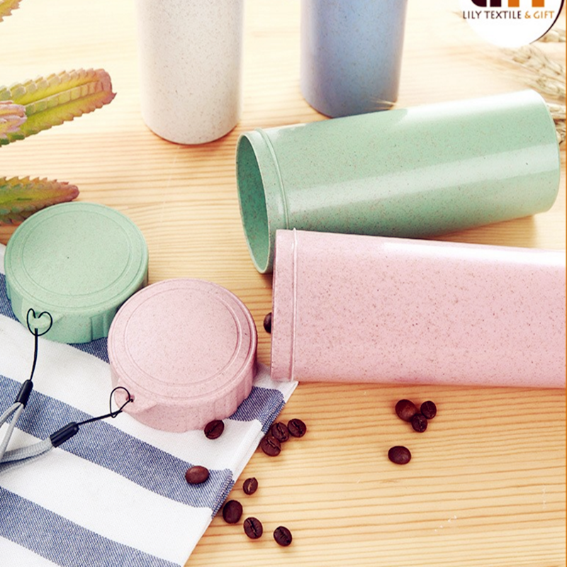 Good Quality Custom Biodegradable Wheat straw Water Bottle with Strap