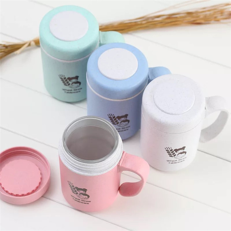 Fancy Wheat Straw Water Glass Tea Feeding Bottle 