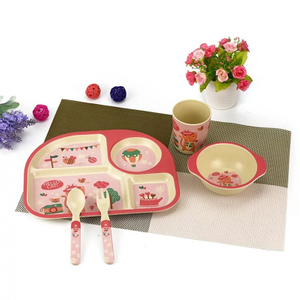 Durable Cartoon Wheat Straw Children's Lunch Plate Set, Eco-Friendly Bamboo Dinnerware, Food-Safe Feeding Set for Boys And Girls