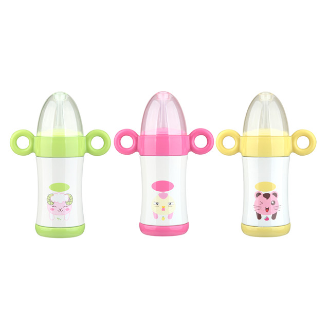 Health Round Eco-Friendly Non-Toxic BPA Free Hands Free Baby Glass Baby Feeding Bottle