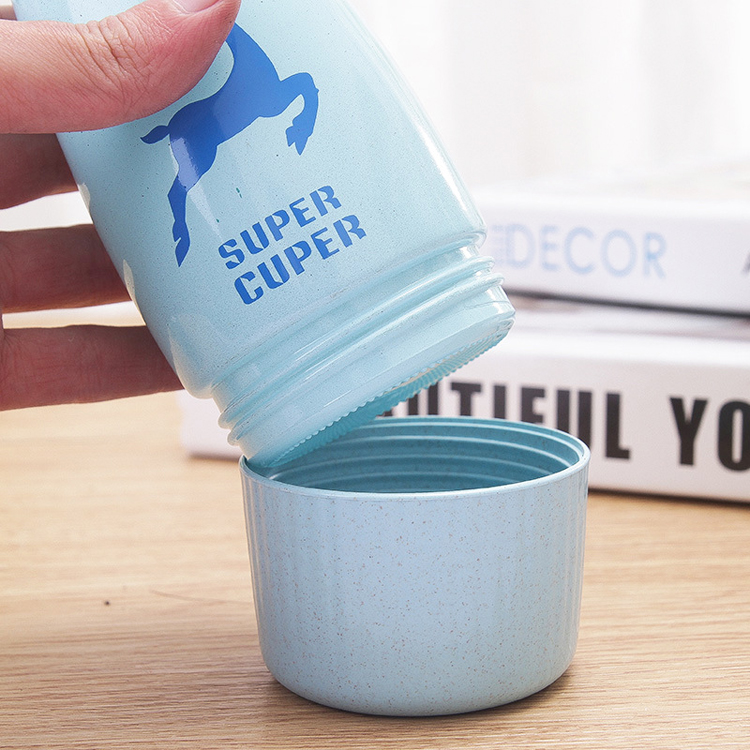 Hot Selling Wheat Straw Biodegradable Plastic Deer Shape Glass Water Bottle With Smart Phone Holder
