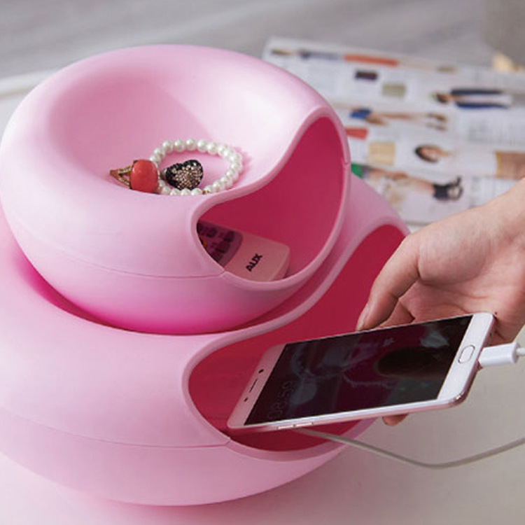 Amazon Hot Sell Top Quality Multifunctional Oval Shaped Supports Mobile Phones Storage Box