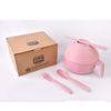 Dual Purpose Healthy Degradable Wheat Material Noodle Bowl Handle Bowl Cutlery Set