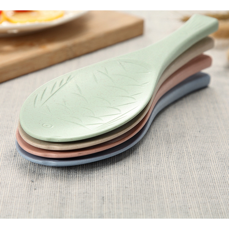 Free Sample Heath Wheat Straw Plastic Baby Rice Spoon