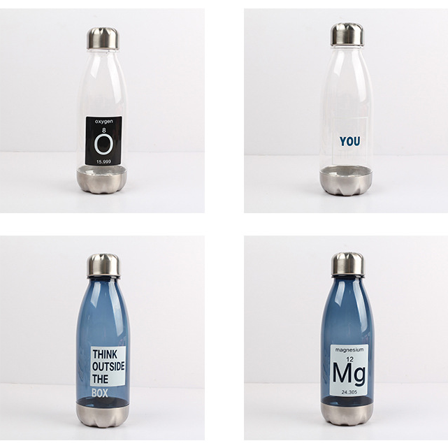 BPA Free Plastic Shaker Water Bottle Soda Can Stainless Steel Lid Drinking Bottle
