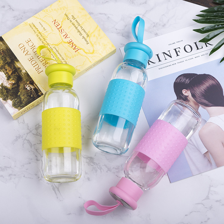 380ML High Quality OEM Good Price Silicone Sleeve Glass Water Bottle